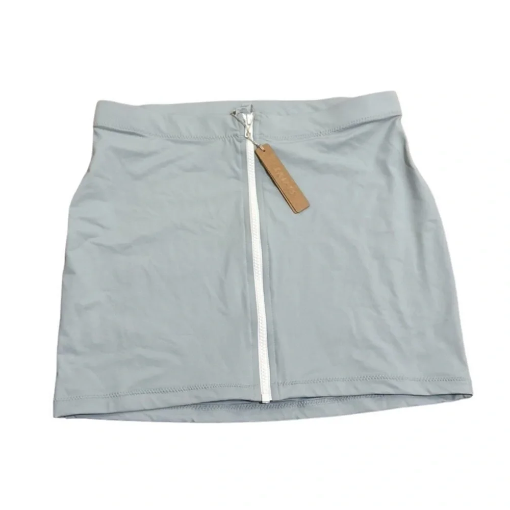 SKIMS Sporty (B18) Zipper Swim Mini Skirt Pacific Blue Size M New With Tags